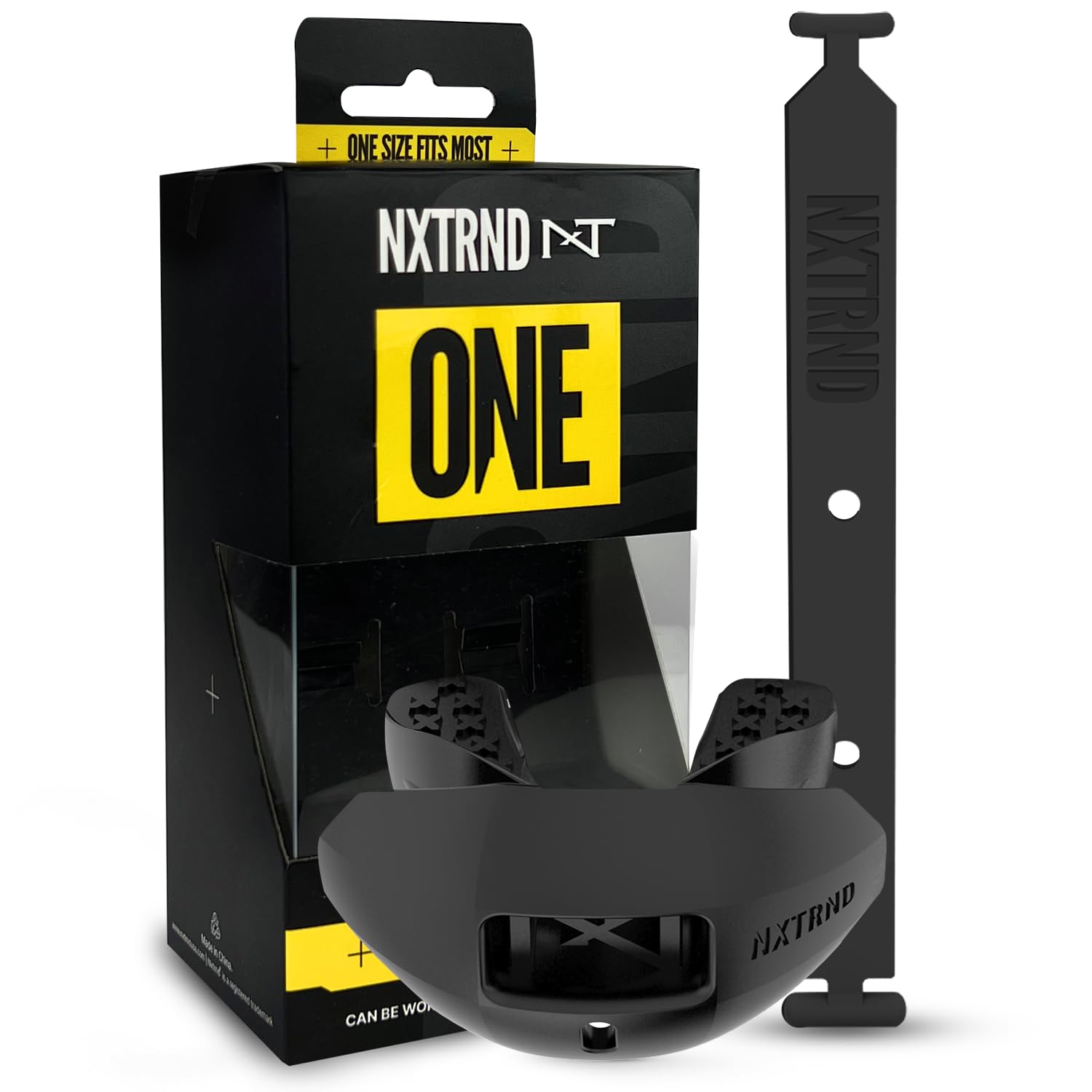 Nxtrnd One Football Mouth Guard - Black, Fits Adult & Youth, Strap Included, Maximum Comfort and Protection, Breathable